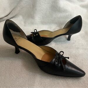 Anne Klein - black leather kitten heel pumps - Merle AK - 7M